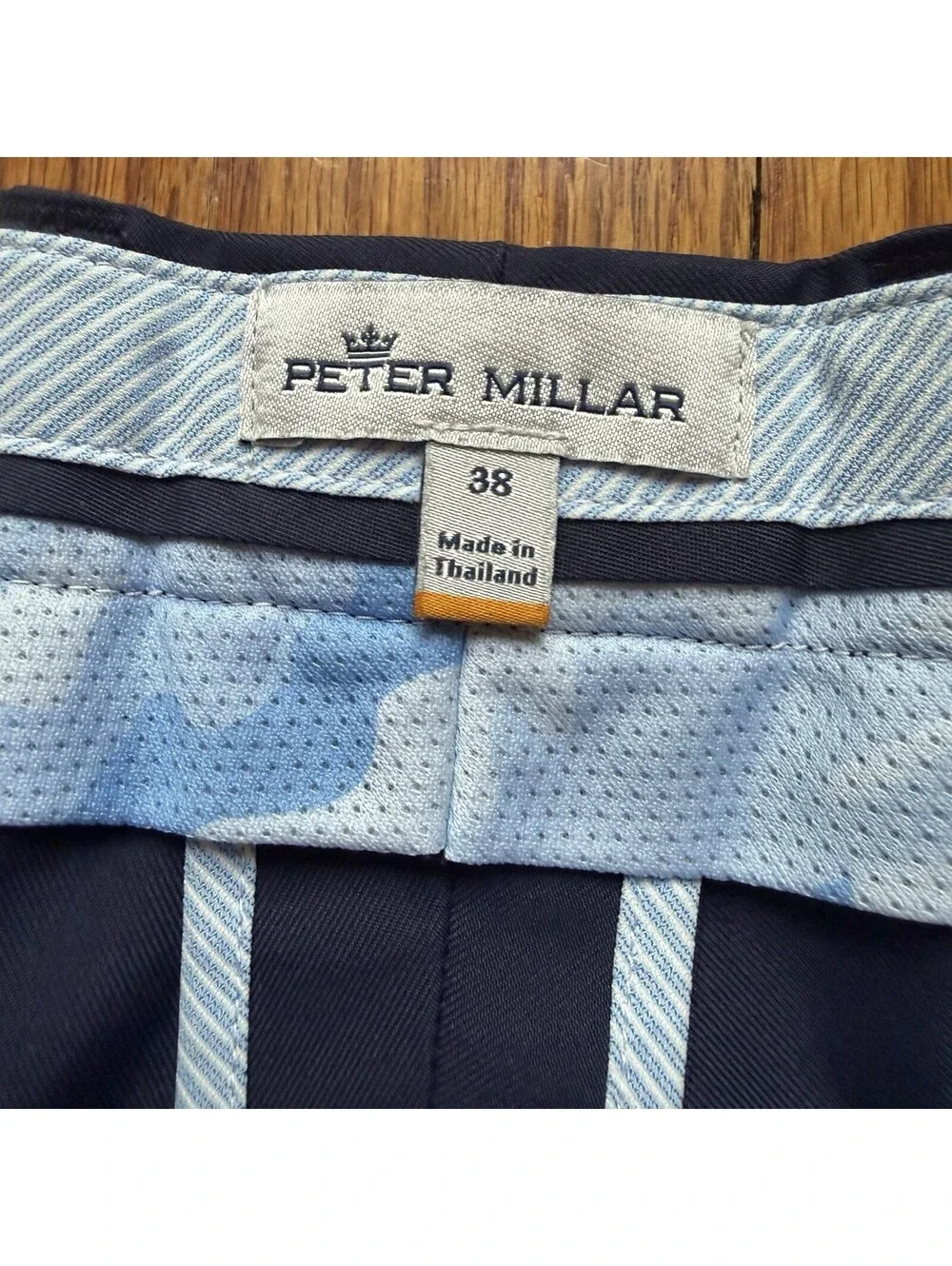 Peter Millar Salem Shorts Mens Size 38x9 Blue Performance Golf Crown Flat Front